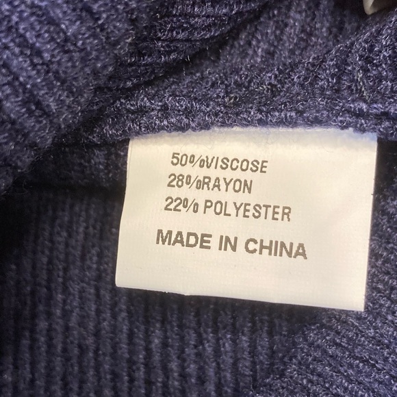 Merokeety v neck long laced sleeve ribbed pullover sweater Navy Blue XL - Picture 2 of 7